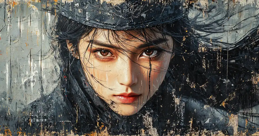 3k斗笠女侠壁纸｜雨天古风背景图片 - 手绘插画「哲风壁纸」