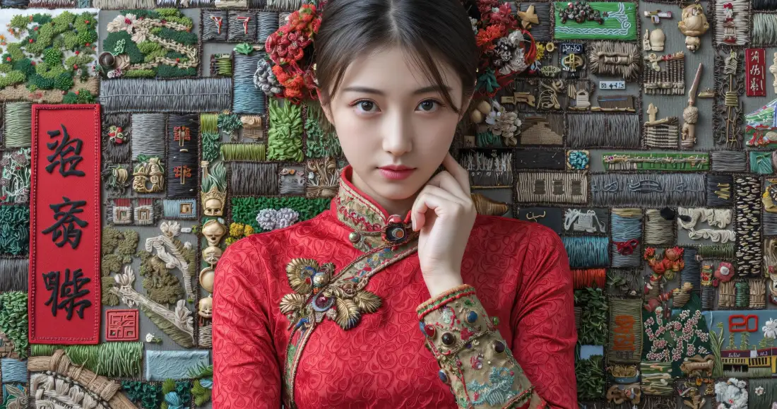 3k蟳埔女簪花壁纸｜红色中式国风背景图片 - 人像写真「哲风壁纸」