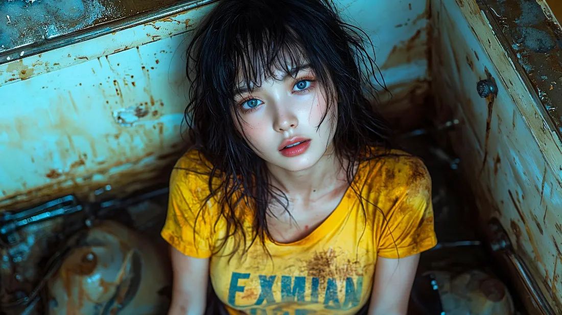2k湿发少女壁纸｜黄色短袖背景图片 - 废墟氛围感「哲风壁纸」