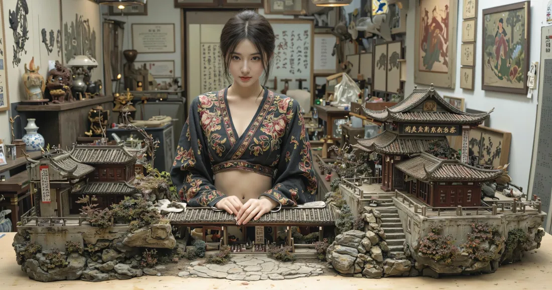 3k古风美女壁纸｜微缩古建工作室背景图片 - 国风穿搭「哲风壁纸」