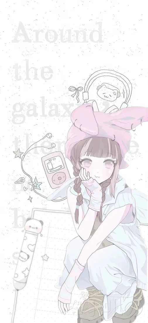 二次元少女手机壁纸｜淡色清新背景图片 - 甜美风卡通插画「哲风壁纸」