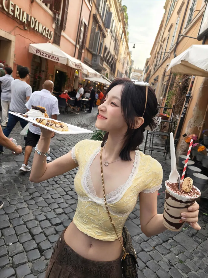 宋雨琦手机壁纸｜罗马老城街头背景图片 - 元气少女度假随拍「哲风壁纸」