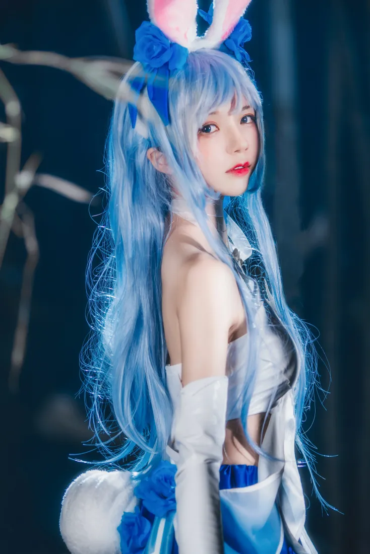 桜桃喵cos公孙离花间舞手机壁纸｜王者荣耀背景图片 - 蓝发兔耳少女「哲风壁纸」