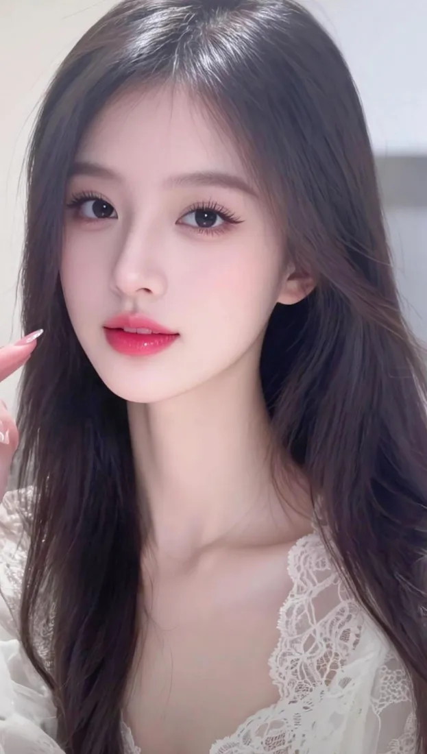 长发美女手机壁纸｜蕾丝上衣背景图片 - 高清手机适用「哲风壁纸」
