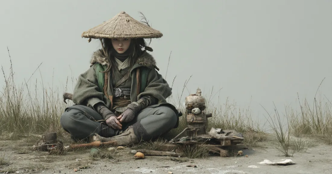 3k古风女侠壁纸｜荒野迷雾背景图片 - 武侠氛围感「哲风壁纸」