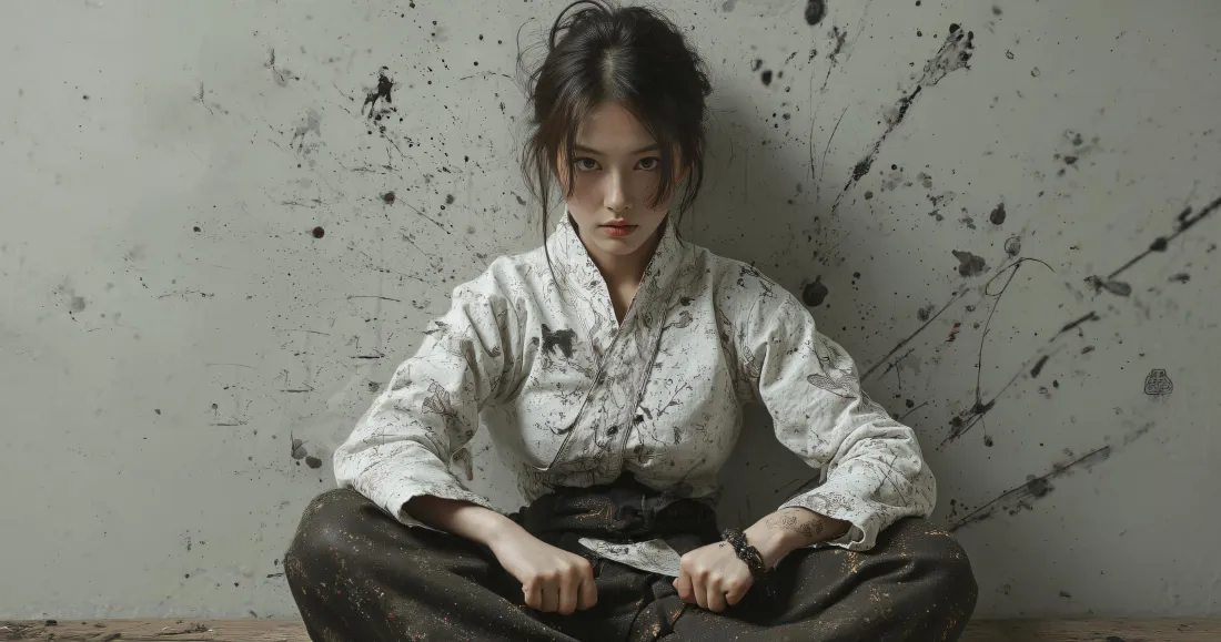 3k清冷古风少女壁纸｜墨痕墙面背景图片 - 氛围感人像「哲风壁纸」
