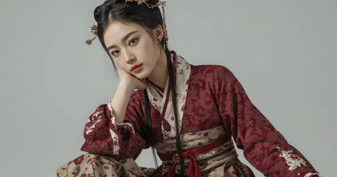 3k清冷古风汉服美女壁纸｜浅灰背景图片 - 平板专用「哲风壁纸」