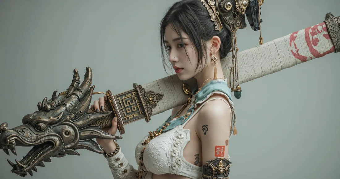 3k永劫无间迦南壁纸｜持剑古风美女背景图片 - 平板适配「哲风壁纸」