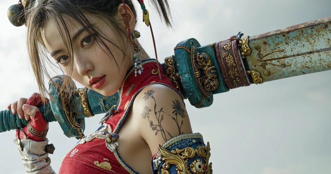 3k黑神话萍萍壁纸｜国风美女背景图片 - 扛剑古风写真「哲风壁纸」