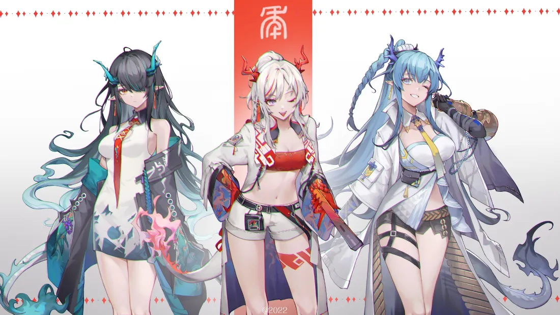 2k明日方舟壁纸｜年夕令同框背景图片 - 国风二次元少女「哲风壁纸」
