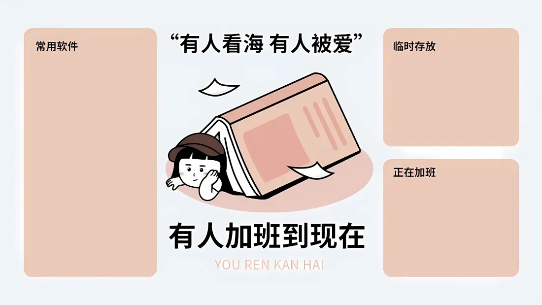 2k卡通打工人壁纸｜工作分区背景图片 - 趣味加班职场插画「哲风壁纸」