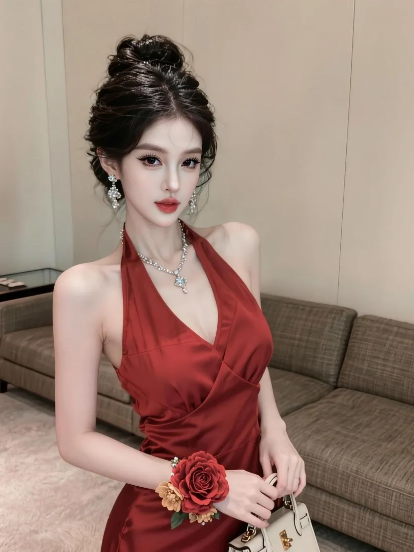 红裙美女手机壁纸｜时尚高级感背景图片 - 气质人像「哲风壁纸」