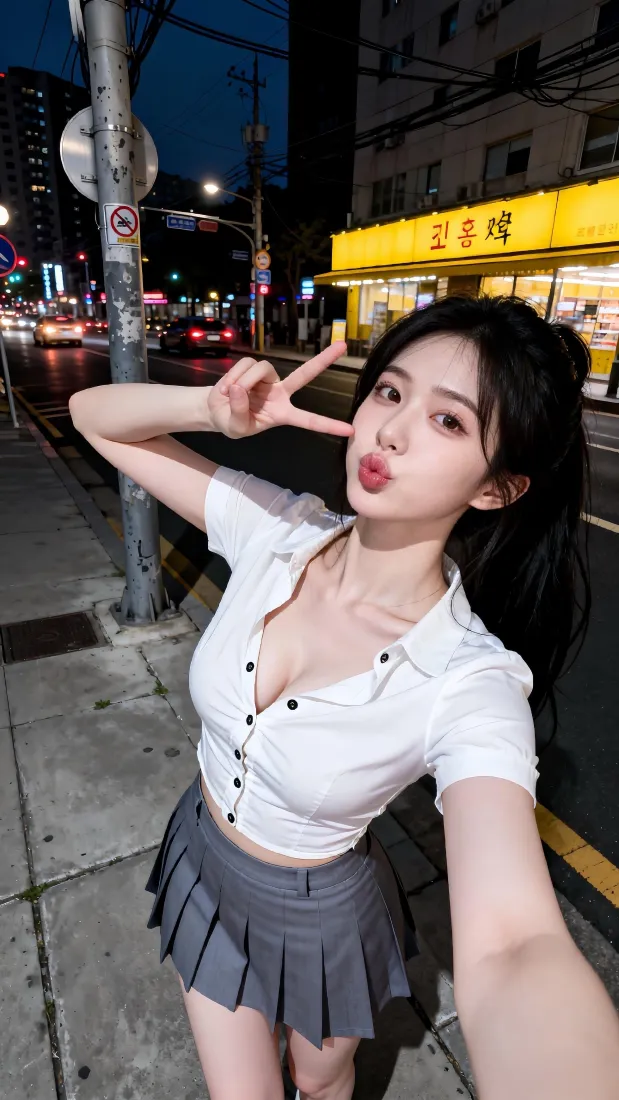 街头美女手机壁纸｜城市夜景背景图片 - 时尚穿搭氛围感自拍「哲风壁纸」