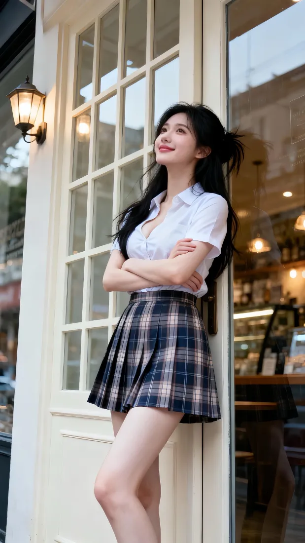 JK美女手机壁纸｜咖啡店背景图片 - 甜美氛围感街拍「哲风壁纸」