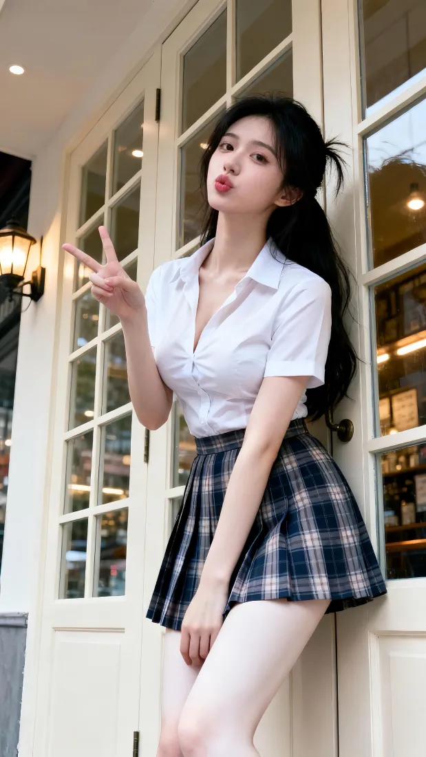 JK少女手机壁纸｜街边门店背景图片 - 甜美穿搭「哲风壁纸」