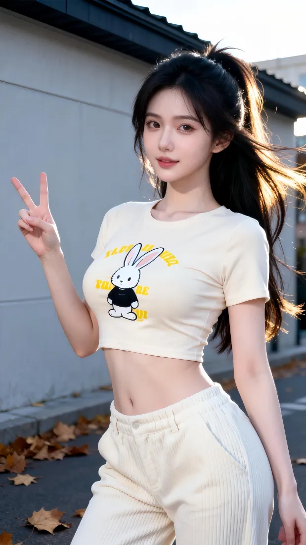 高马尾美女手机壁纸｜休闲穿搭背景图片 - 秋日氛围感「哲风壁纸」