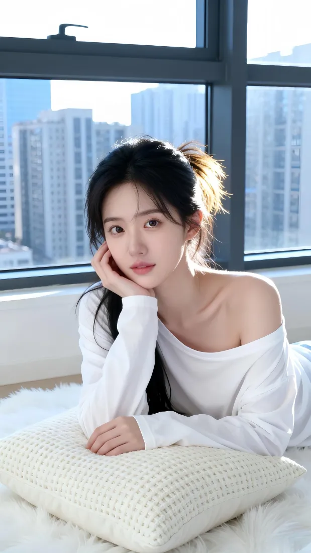 清纯美女手机壁纸｜居家落地窗背景图片 - 休闲氛围感「哲风壁纸」