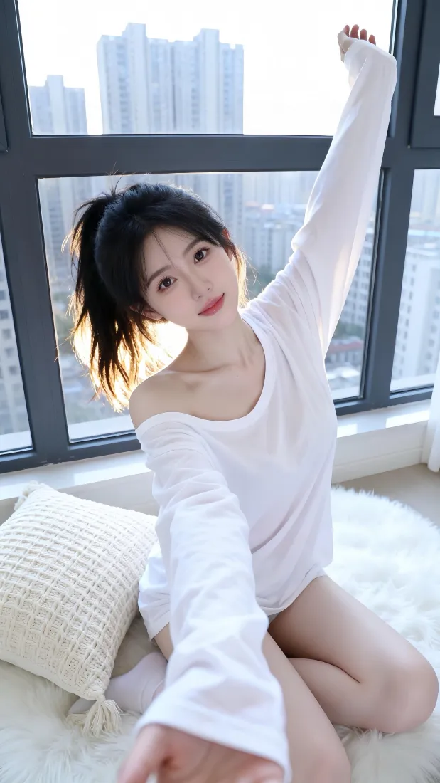 清纯少女手机壁纸｜窗边居家背景图片 - 治愈阳光写真「哲风壁纸」