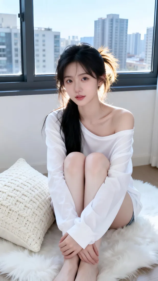 清纯美女手机壁纸｜居家窗边背景图片 - 氛围感阳光写真「哲风壁纸」