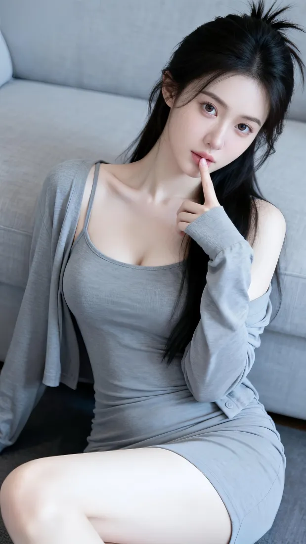 高马尾美女手机壁纸｜居家沙发背景图片 - 纯欲氛围感写真「哲风壁纸」