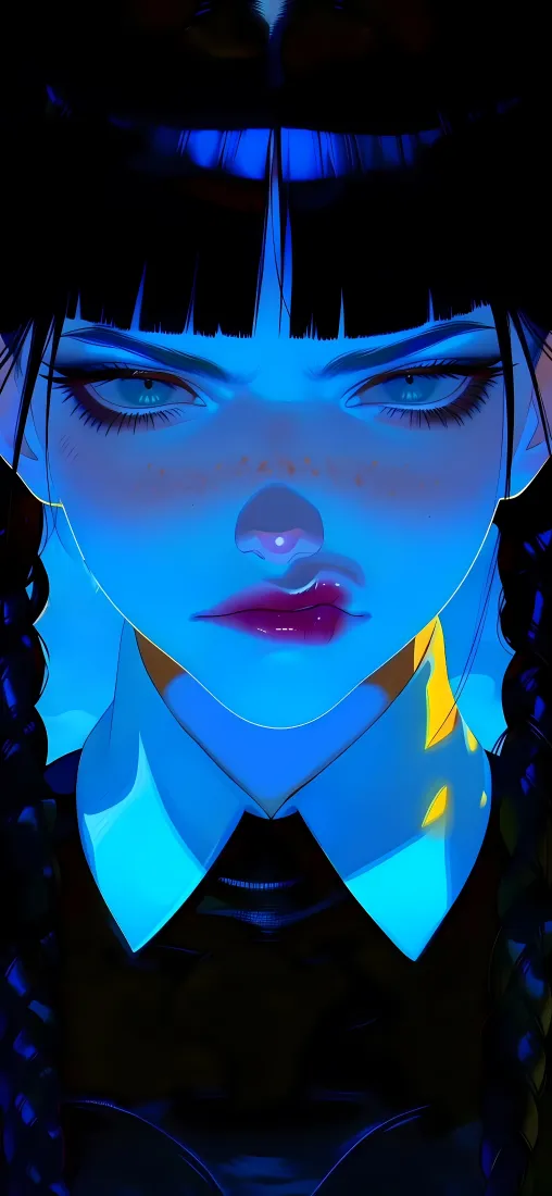 星期三亚当斯手机壁纸｜暗黑漫画冷调背景图片 - 高冷哥特少女「哲风壁纸」
