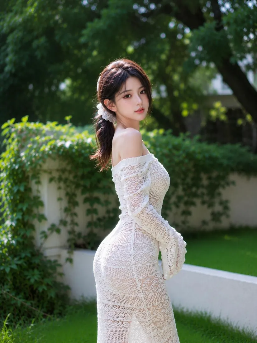 白裙美女手机壁纸｜户外草坪背景图片 - 清新氛围感写真「哲风壁纸」