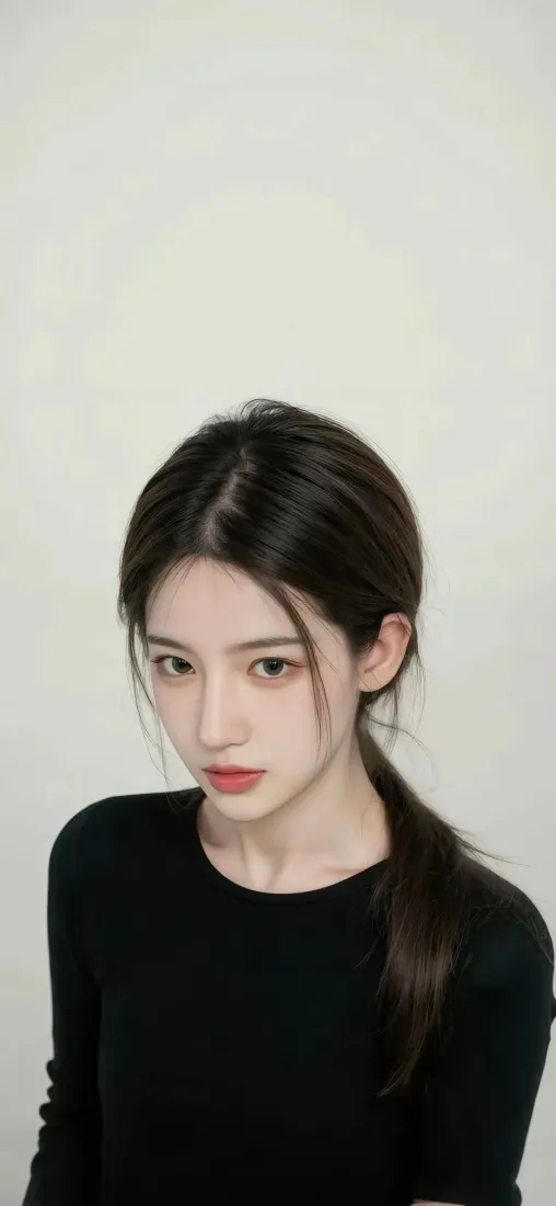 清冷美女手机壁纸｜纯白背景图片 - 简约人像「哲风壁纸」