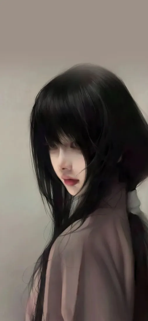 清冷美女手机壁纸｜黑长直少女背景图片 - 氛围感人像「哲风壁纸」