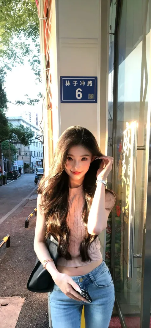 阳光美女手机壁纸｜城市街道背景图片 - 时尚清新写真「哲风壁纸」