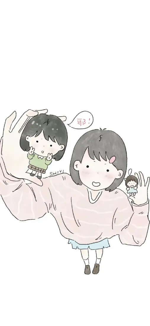 Q版少女手机壁纸｜可爱插画背景图片 - 简约治愈「哲风壁纸」
