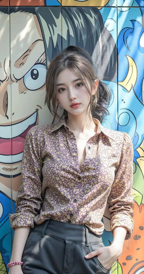 气质美女手机壁纸｜动漫涂鸦墙背景图片 - 时尚街拍「哲风壁纸」