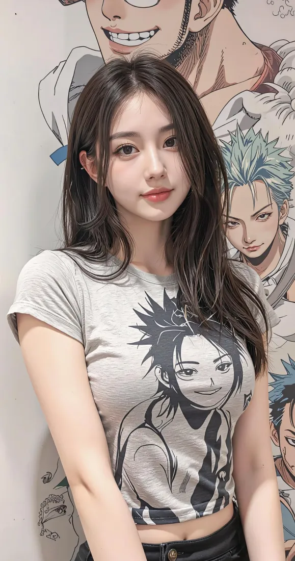甜酷黑发美女手机壁纸｜动漫印花背景图片 - 手机高清适配「哲风壁纸」