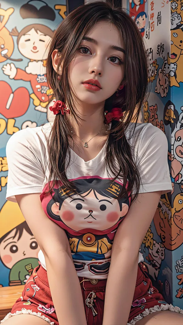 甜酷少女手机壁纸｜卡通涂鸦背景图片 - 夏日休闲穿搭「哲风壁纸」