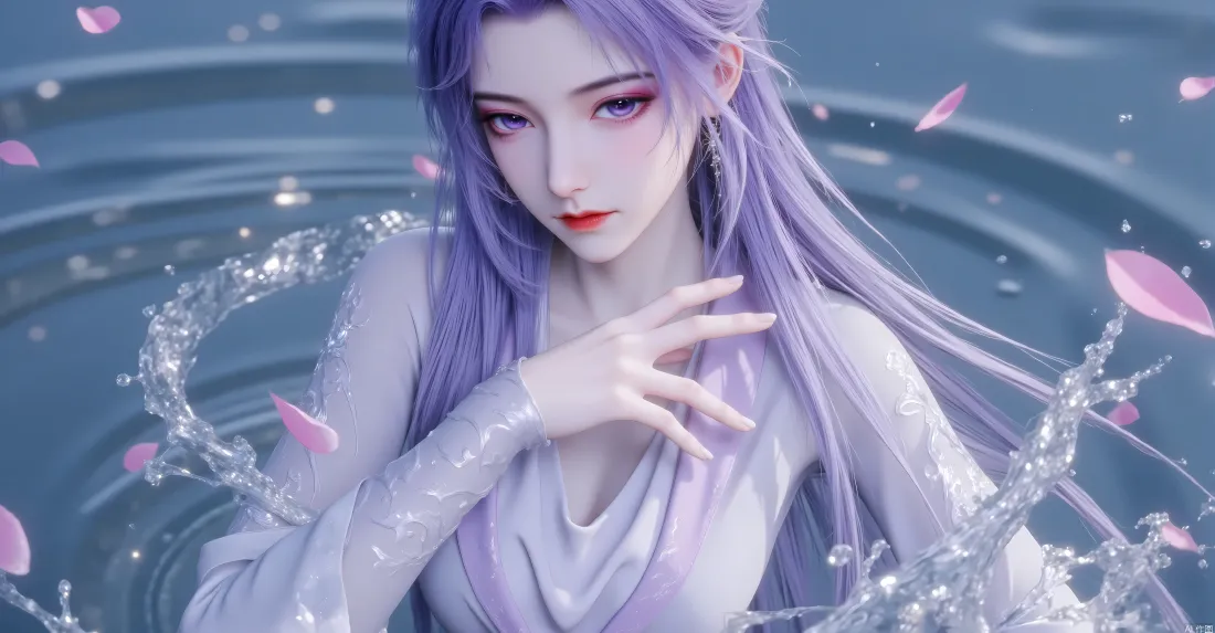 6k云霄壁纸｜水面花瓣背景图片 - 师兄啊师兄国漫角色「哲风壁纸」