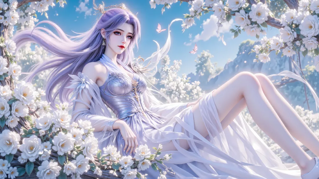 6k云霄壁纸｜花海蓝天背景图片 - 师兄啊师兄国漫女神「哲风壁纸」
