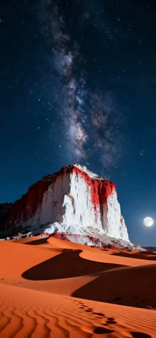 沙漠银河手机壁纸｜月夜沙丘山脉背景图片 - 自然风景「哲风壁纸」