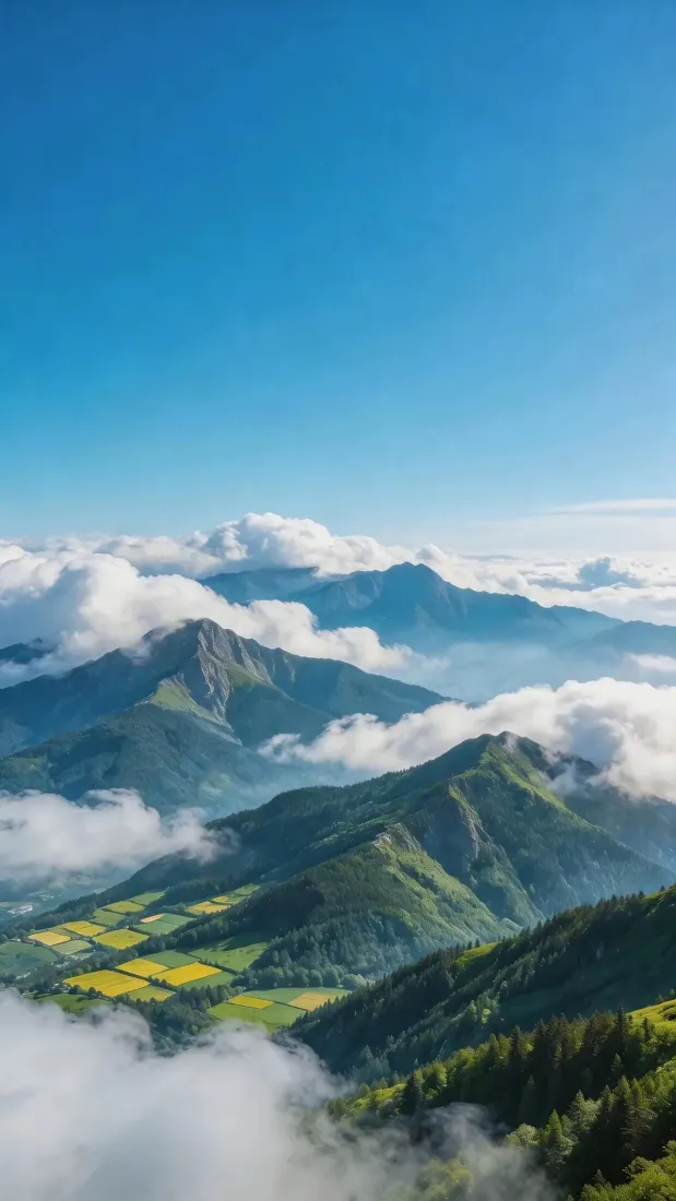 高山云海手机壁纸｜青山蓝天背景图片 - 自然风光「哲风壁纸」