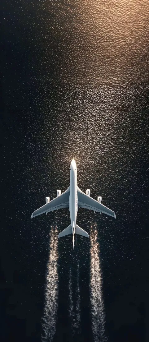 民航飞机手机壁纸｜高空海洋背景图片 - 飞行光影画面「哲风壁纸」