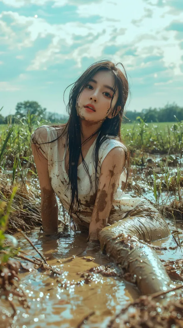 稻田美女手机壁纸｜郊野田间背景图片 - 清新人像写真「哲风壁纸」
