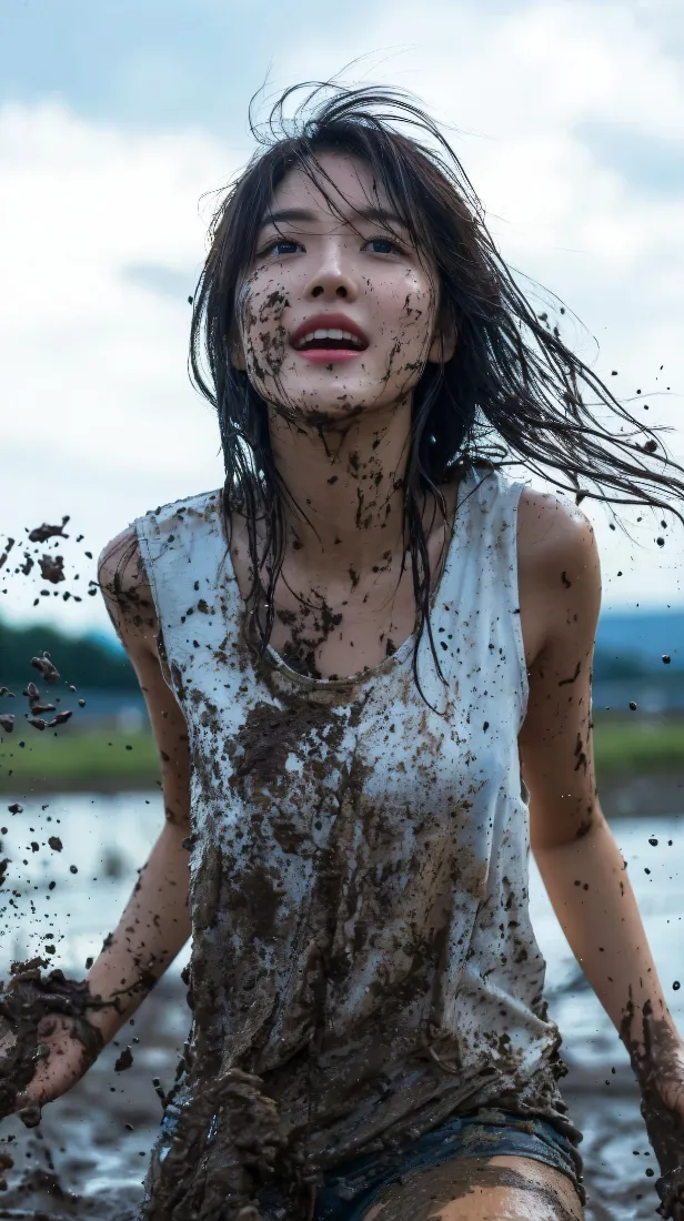活力少女手机壁纸｜泥浆户外背景图片 - 随性自然氛围感「哲风壁纸」