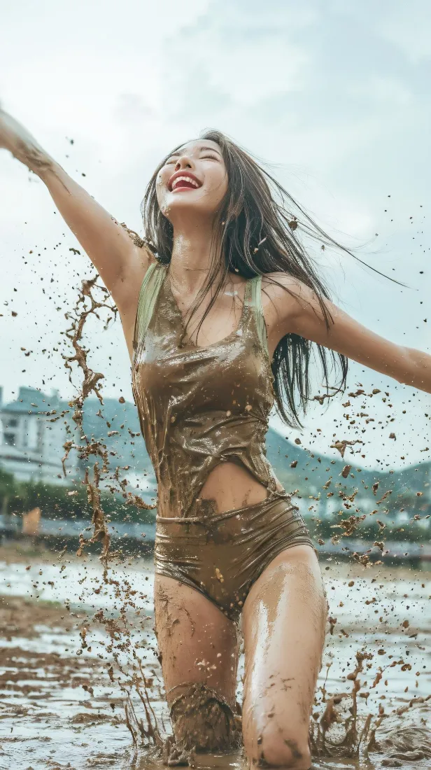 性感美女手机壁纸｜户外泥地背景图片 - 活力氛围感「哲风壁纸」