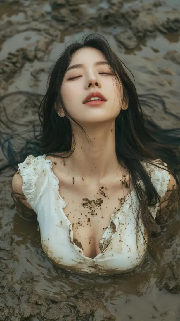长发美女手机壁纸｜泥沼氛围感背景图片 - 性感气质写真「哲风壁纸」