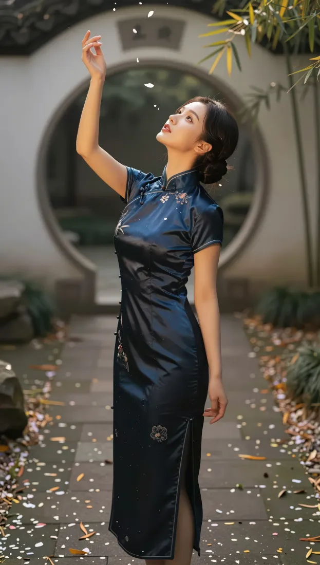 气质旗袍美女手机壁纸｜中式庭院背景图片 - 国风氛围感写真「哲风壁纸」
