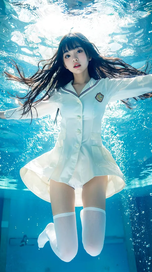 JK少女手机壁纸｜水下场景背景图片 - 清纯氛围感写真「哲风壁纸」
