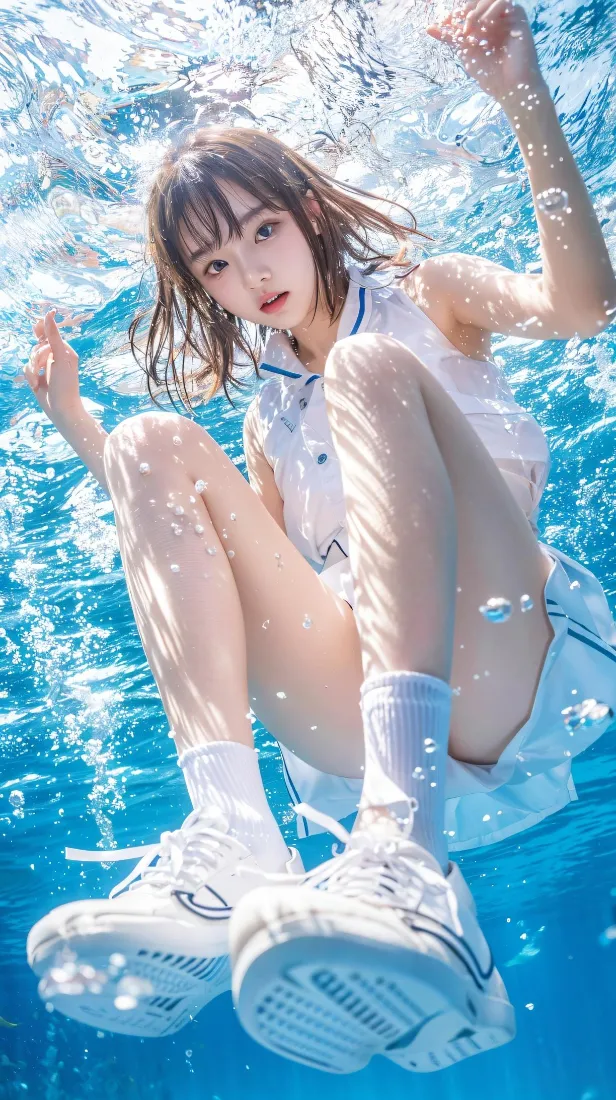 清纯少女手机壁纸｜水下清凉背景图片 - 夏日少女写真「哲风壁纸」