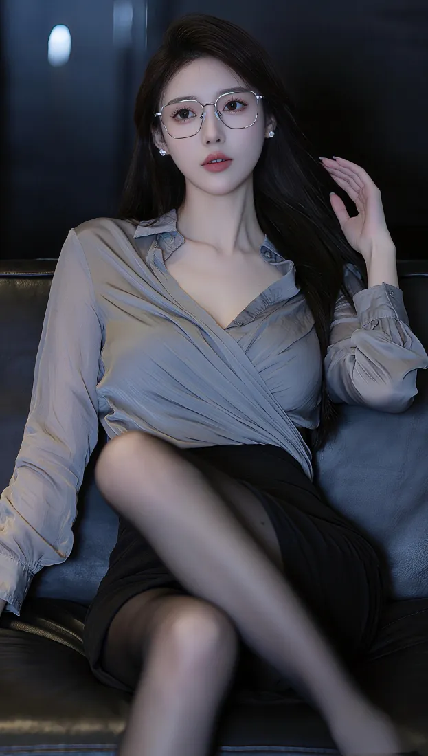 眼镜御姐手机壁纸｜职场穿搭背景图片 - 黑丝气质美女写真「哲风壁纸」
