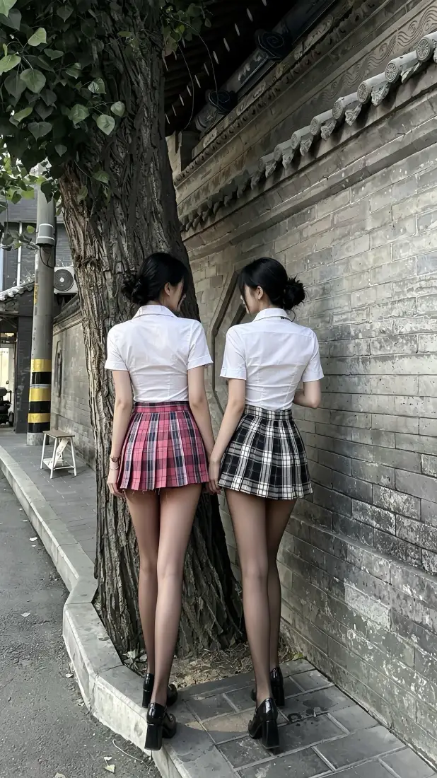 JK闺蜜手机壁纸｜街景砖墙背景图片 - 青春氛围感「哲风壁纸」