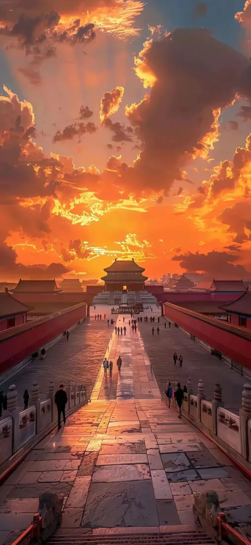 故宫手机壁纸｜黄昏红墙古建筑背景图片 - 落日氛围感风景「哲风壁纸」