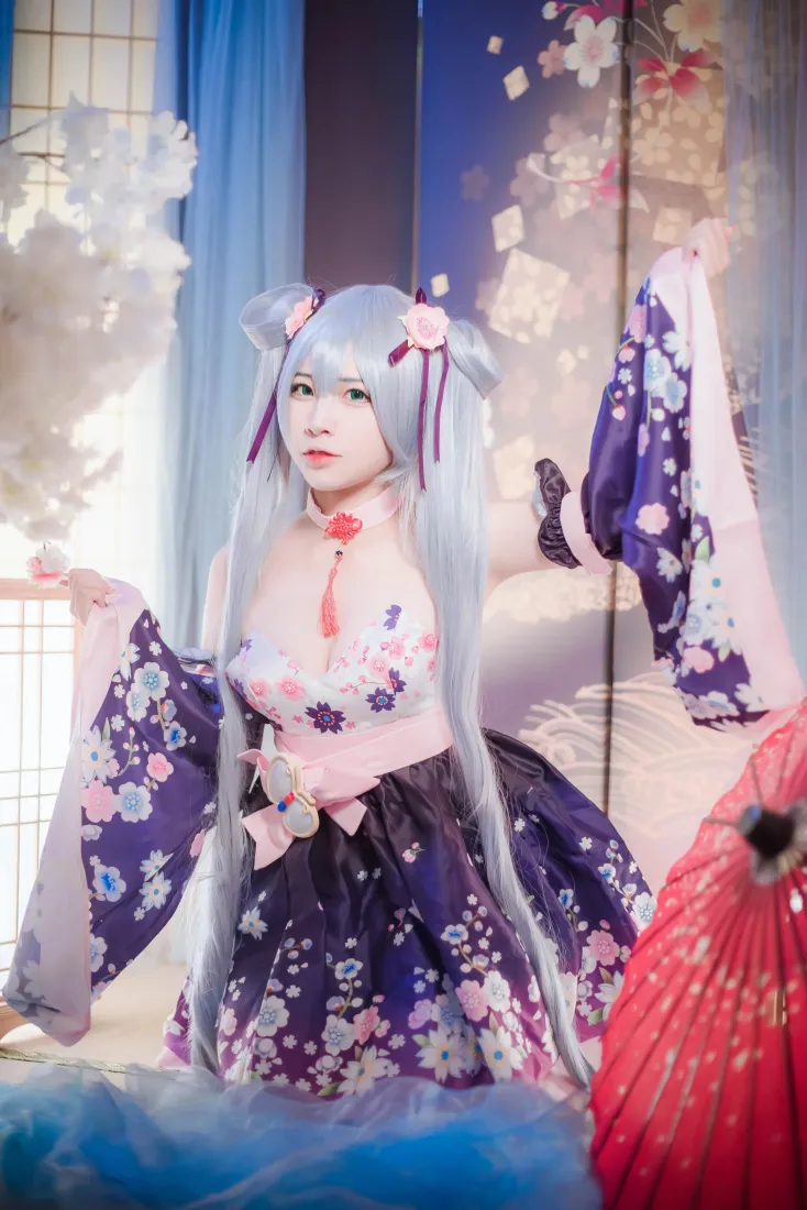 樱花初音手机壁纸｜日式和风背景图片 - 二佐Nisa cos「哲风壁纸」