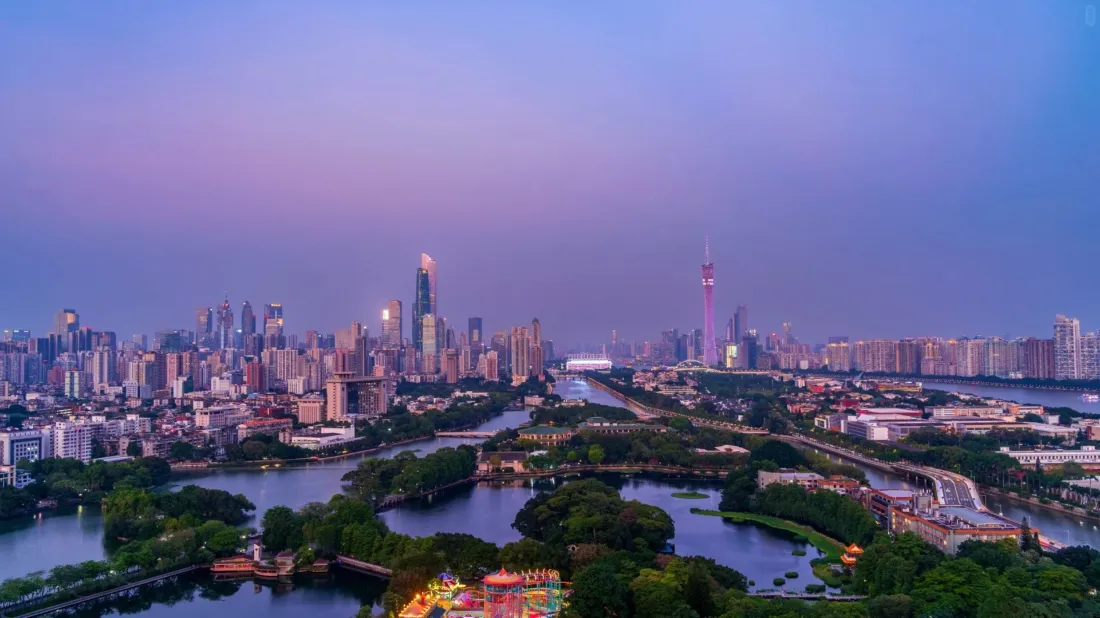 2k广州城市风光壁纸｜滨江建筑群背景图片 - 暮色天际线「哲风壁纸」